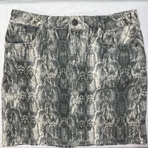 ZARA Z1975 DENOM BLACK CREAM SNAKE SKIN MINI SKIRT W POCKETS ZIP CLOSE SMALL